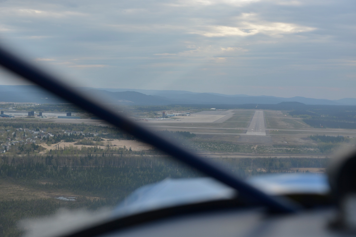 Luscombe 8F C-FEPO (formerly N1838B) Happy Valley Goose Bay, Newfoundland and Labrador. 2017. This is the airport, then a US Air Force Base, from which Peter Gluckmann flew on to Greenland on his historic flight to Berlin in 1953. On final approach.