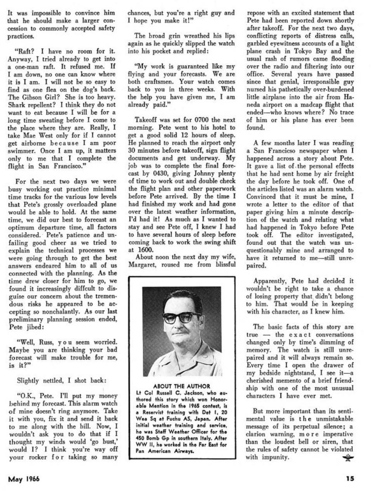 The Silent Watch, by Lt Col Russell C Jackson, The MAC FLYER, MILITARY AIRLIFT COMMAND, May 1966, p. 15